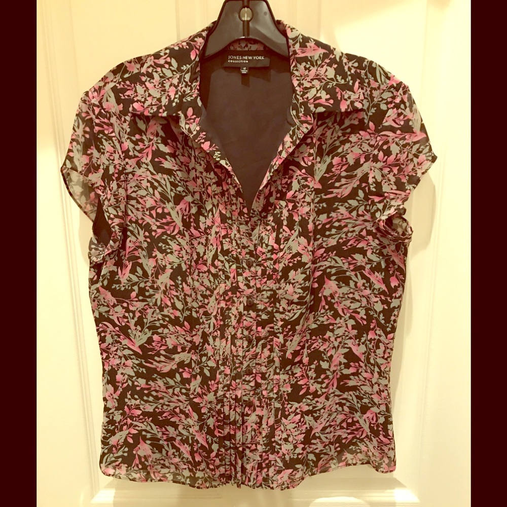 Pk/Gray JONES NEW YORK Collection Sz 12 Blouse